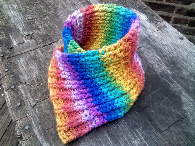 Detailed image 7 of rainbow ribbed scarflette neckwarmer