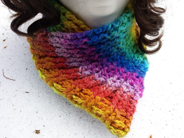 Detailed image 2 of rainbow ribbed scarflette neckwarmer