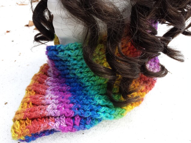 Detailed image 4 of rainbow ribbed scarflette neckwarmer