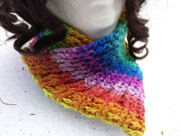 Detailed image 1 of rainbow ribbed scarflette neckwarmer