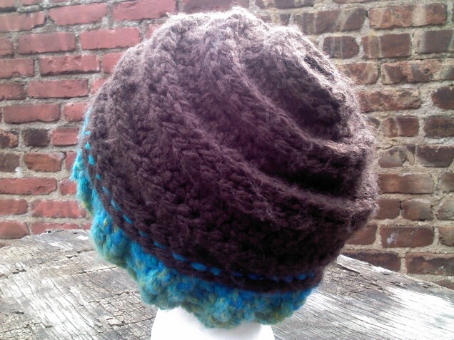 Detailed image 3 of brown with aqua slouch hat