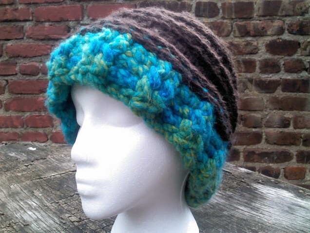 Detailed image 5 of brown with aqua slouch hat