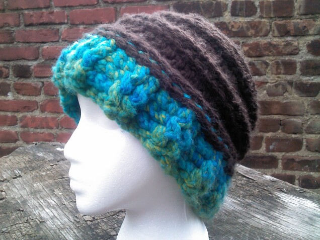 Detailed image 4 of brown with aqua slouch hat