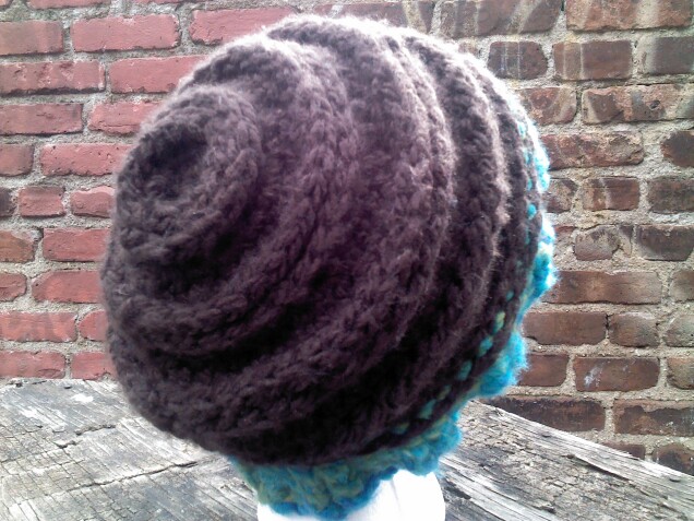 Detailed image 2 of brown with aqua slouch hat